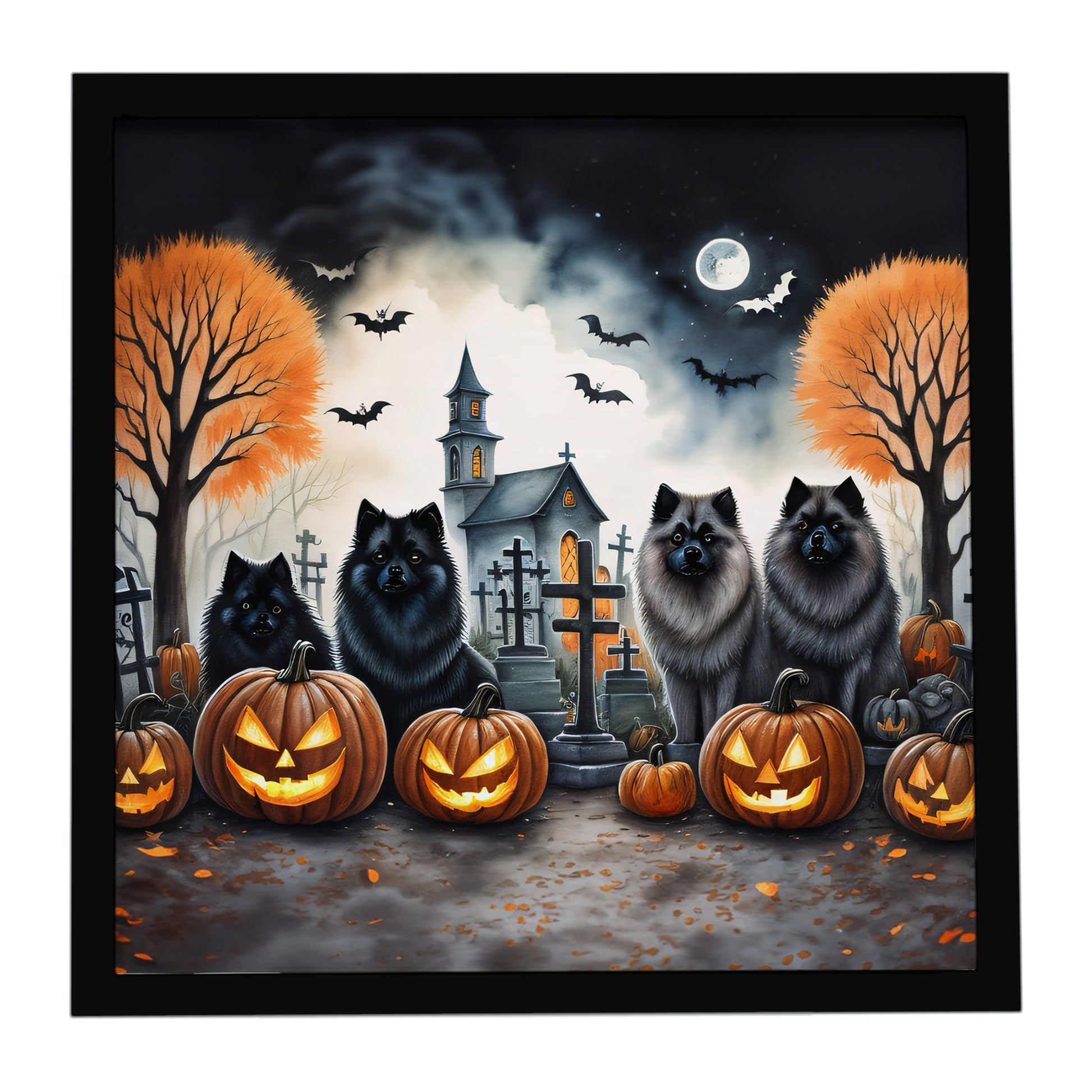 Buy this Keeshond Spooky Halloween Framed Metal Print