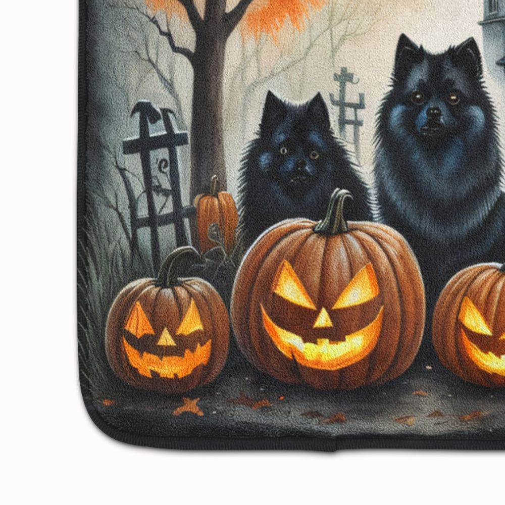 Keeshond Spooky Halloween Memory Foam Kitchen Mat