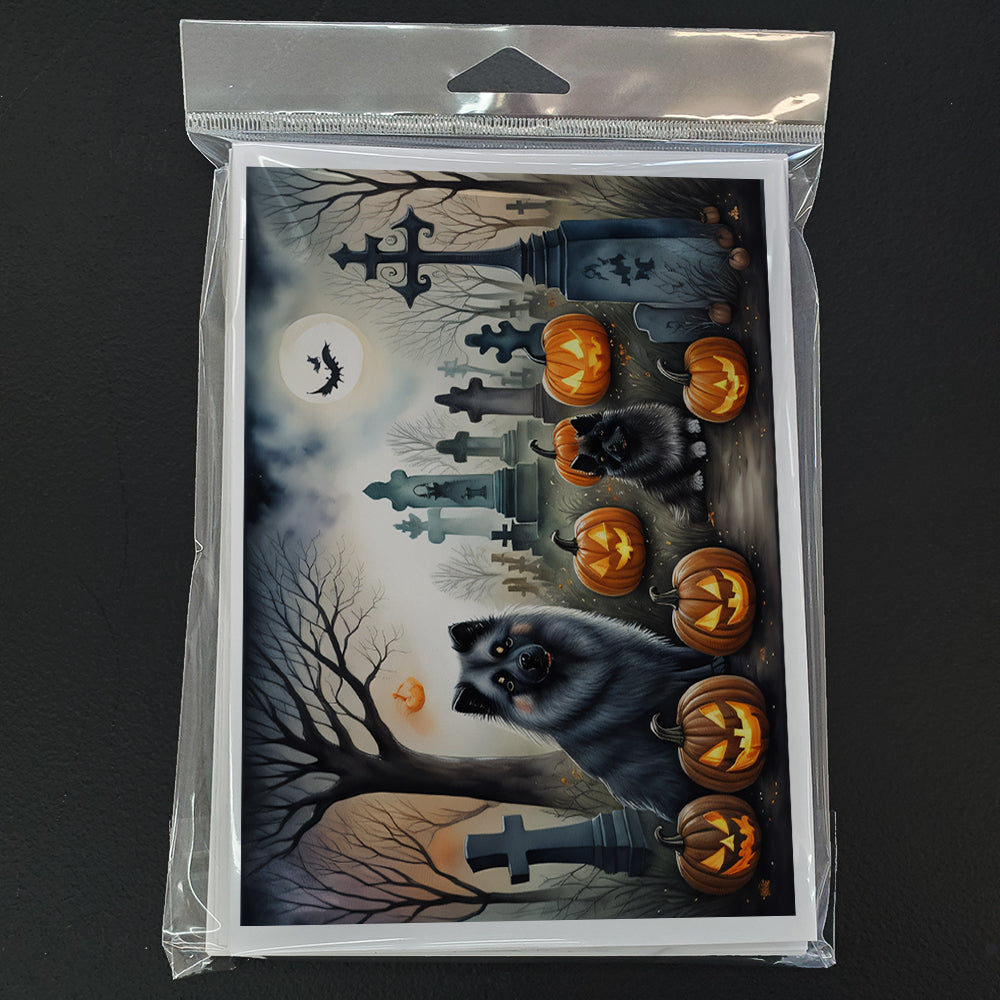 Keeshond Spooky Halloween Greeting Cards Pack of 8