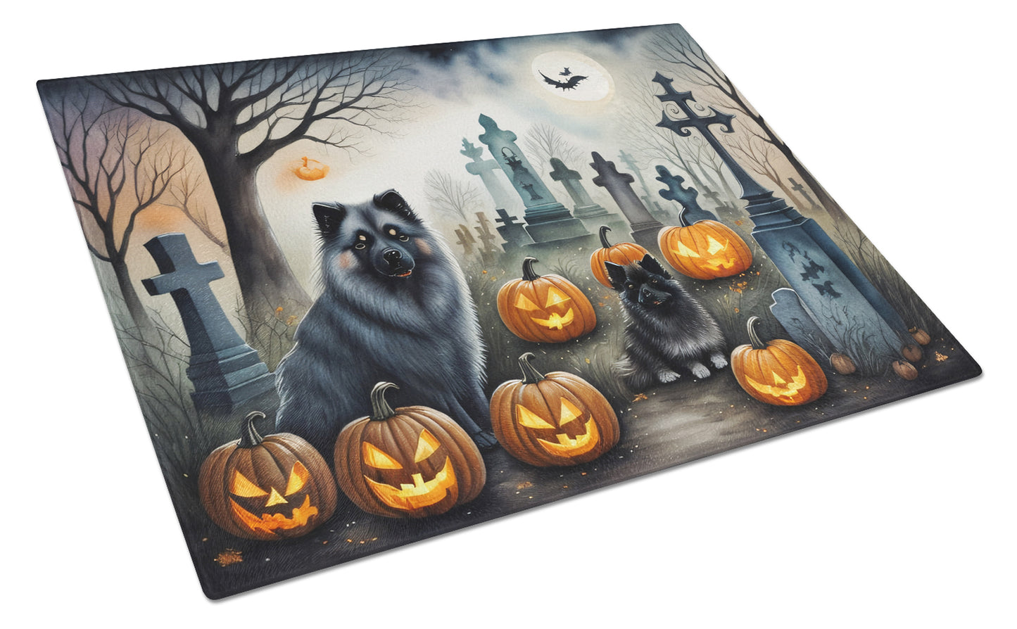 Buy this Keeshond Spooky Halloween Glass Cutting Board