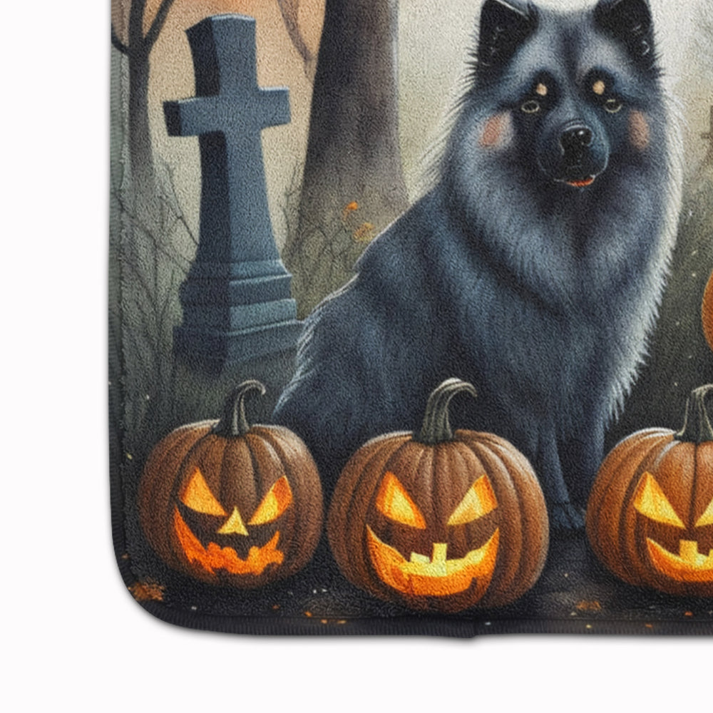 Keeshond Spooky Halloween Memory Foam Kitchen Mat