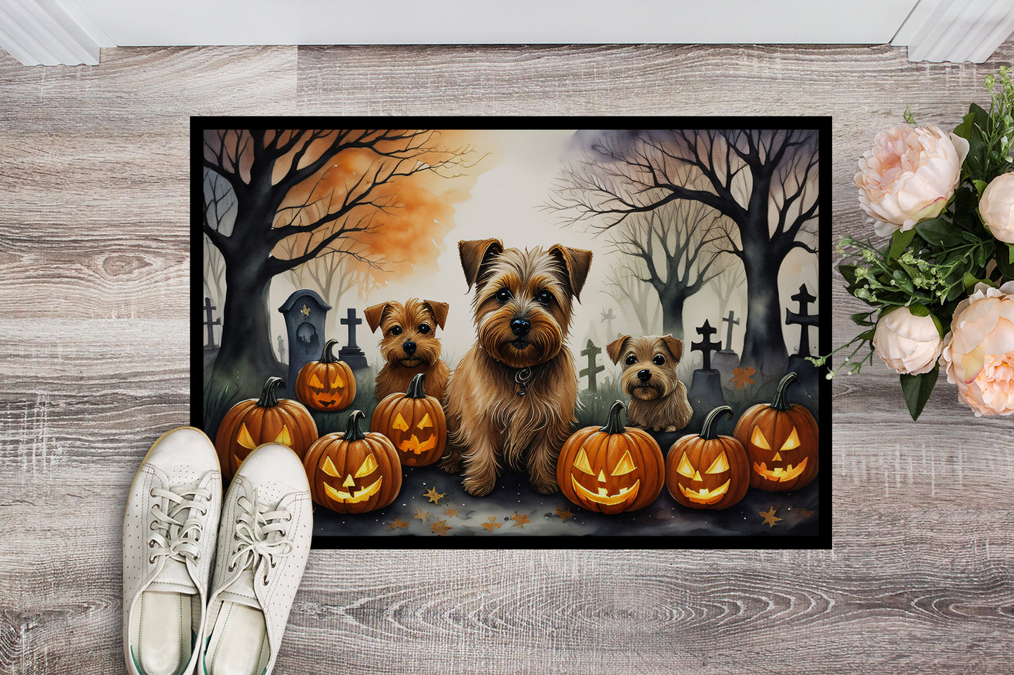 Norfolk Terrier Spooky Halloween Doormat