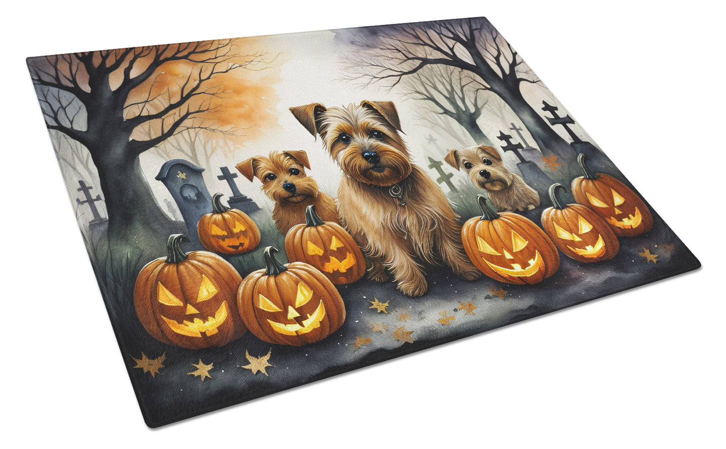 Buy this Norfolk Terrier Spooky Halloween Glass Cutting Board