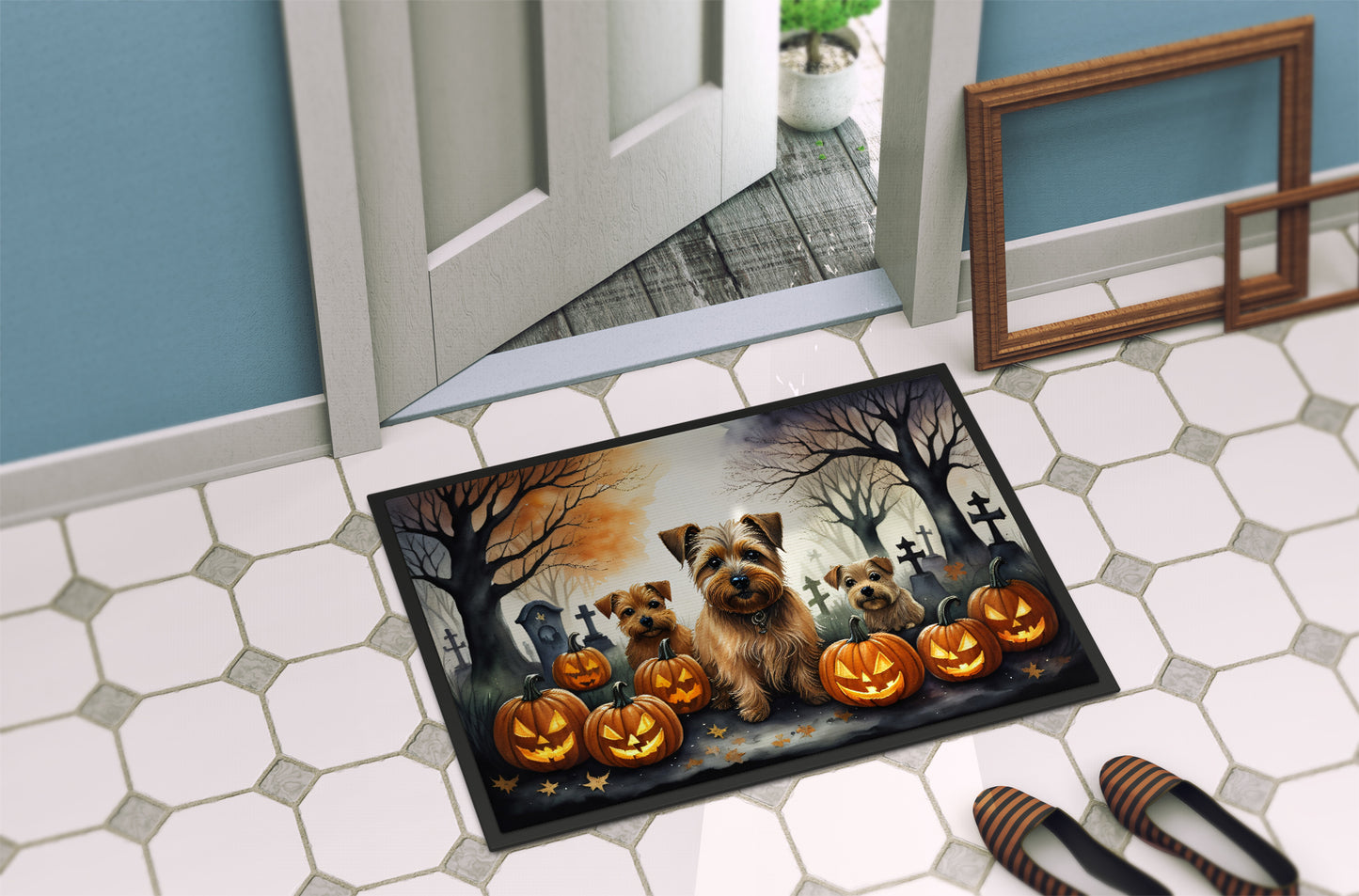 Norfolk Terrier Spooky Halloween Doormat