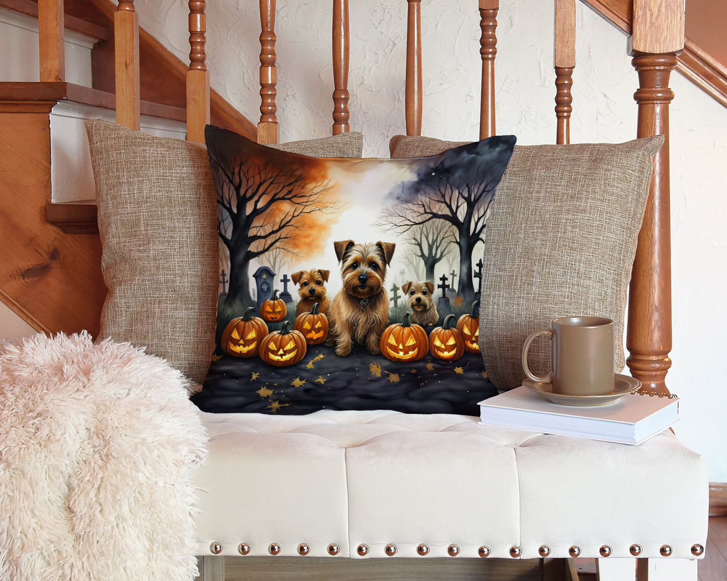 Norfolk Terrier Spooky Halloween Throw Pillow