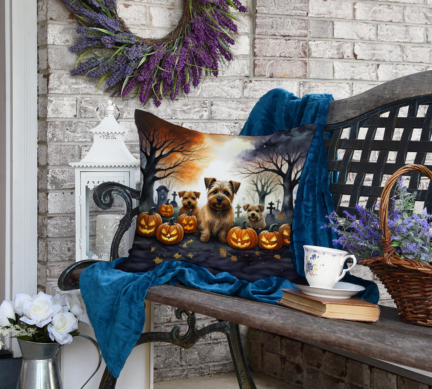 Norfolk Terrier Spooky Halloween Throw Pillow