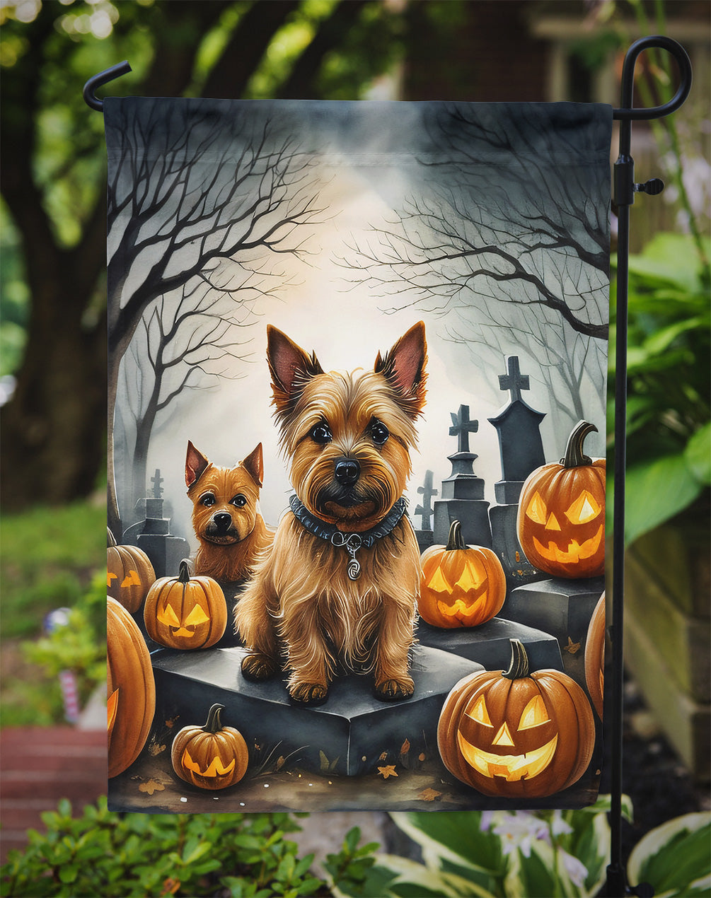 Norwich Terrier Spooky Halloween Garden Flag