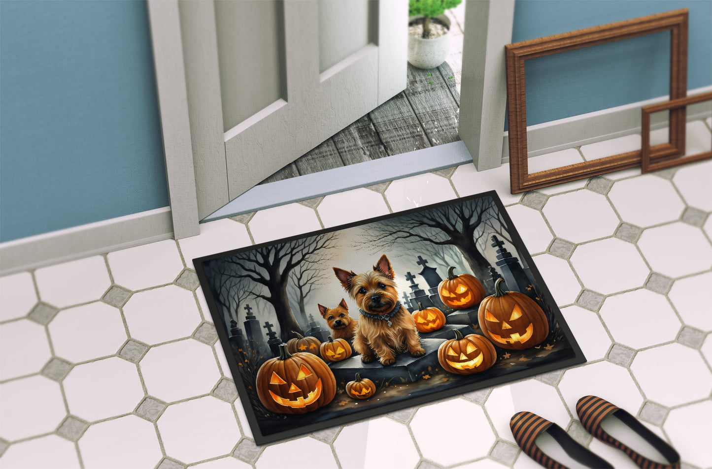 Norwich Terrier Spooky Halloween Doormat