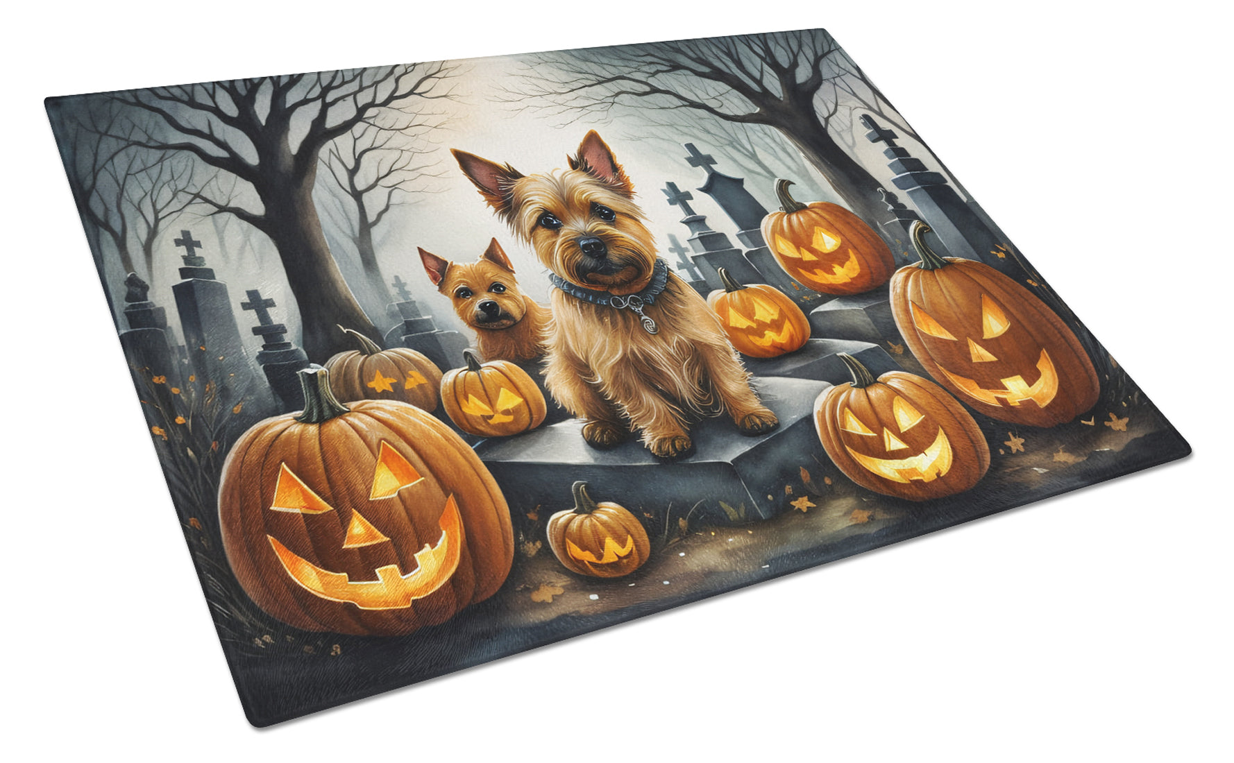 Buy this Norwich Terrier Spooky Halloween Glass Cutting Board