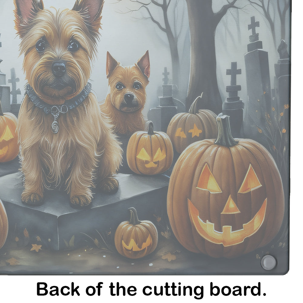 Norwich Terrier Spooky Halloween Glass Cutting Board