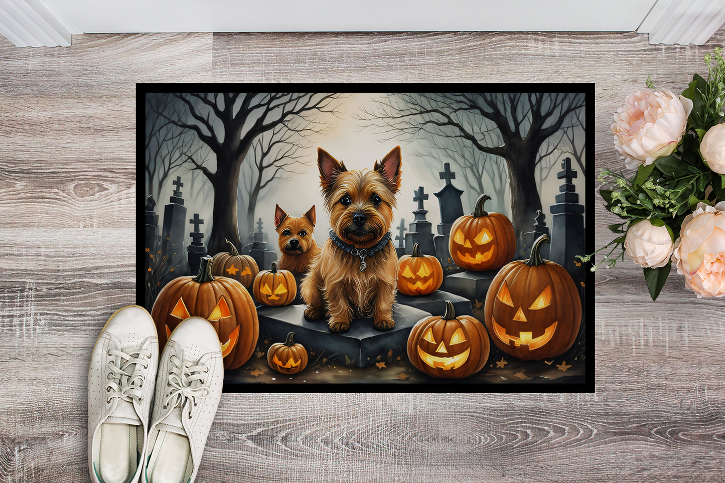 Norwich Terrier Spooky Halloween Doormat