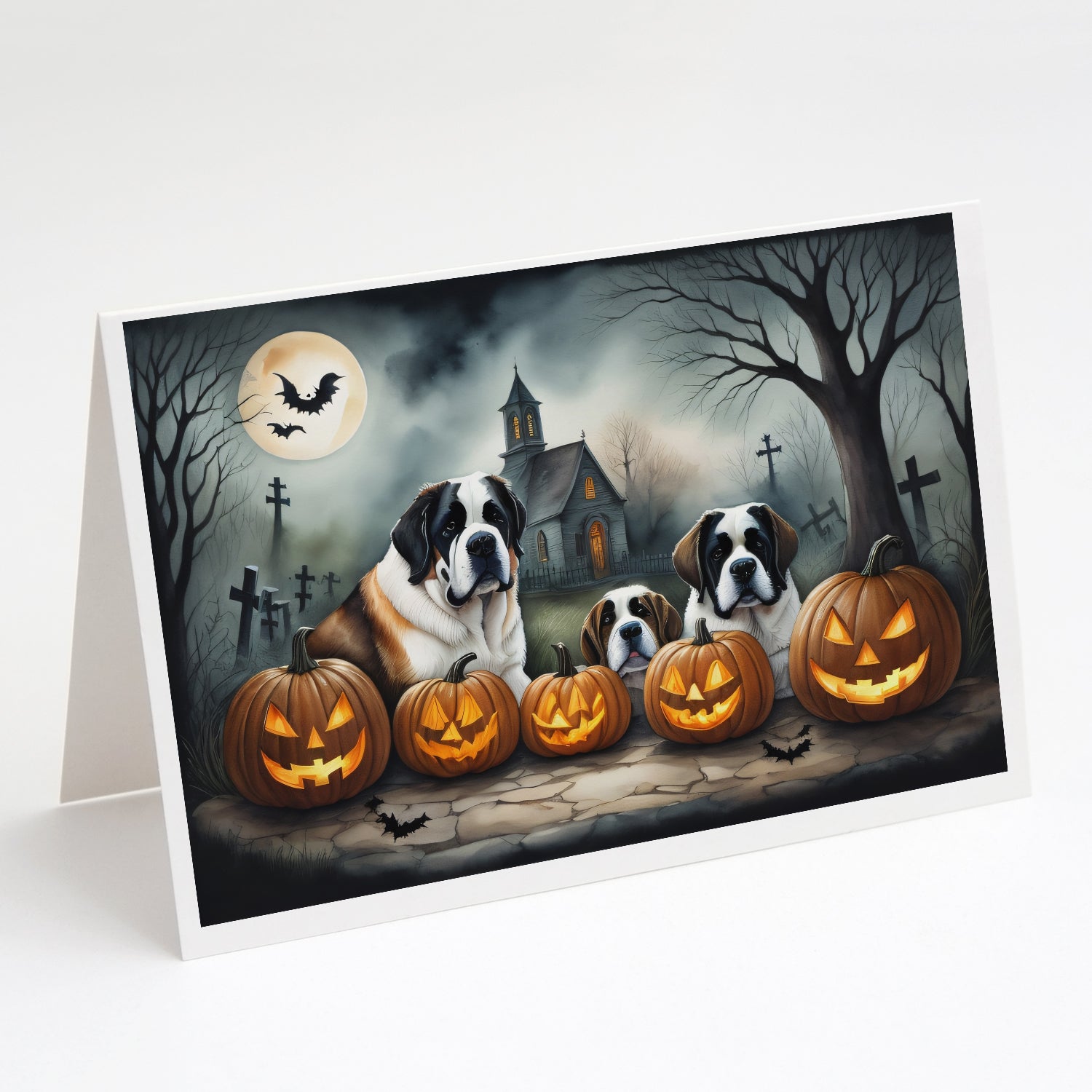 Buy this Saint Bernard Spooky Halloween Greeting Cards Pack of 8