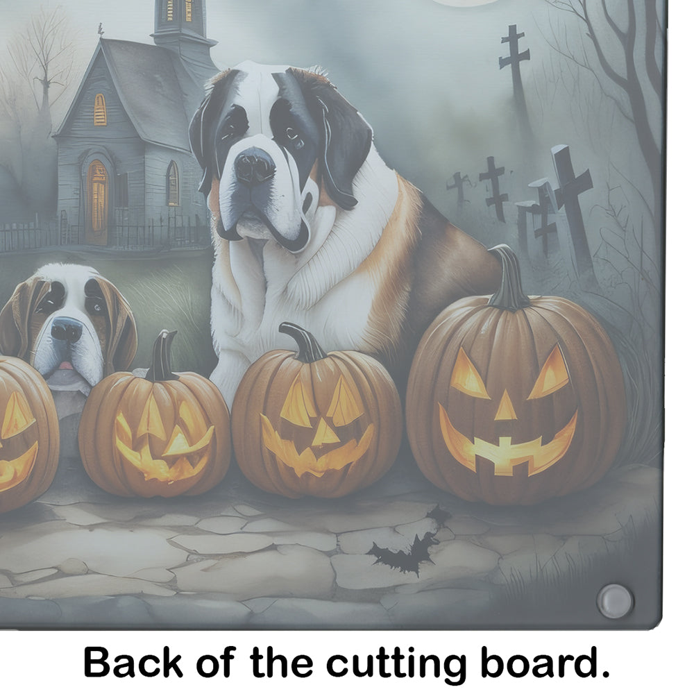 Saint Bernard Spooky Halloween Glass Cutting Board