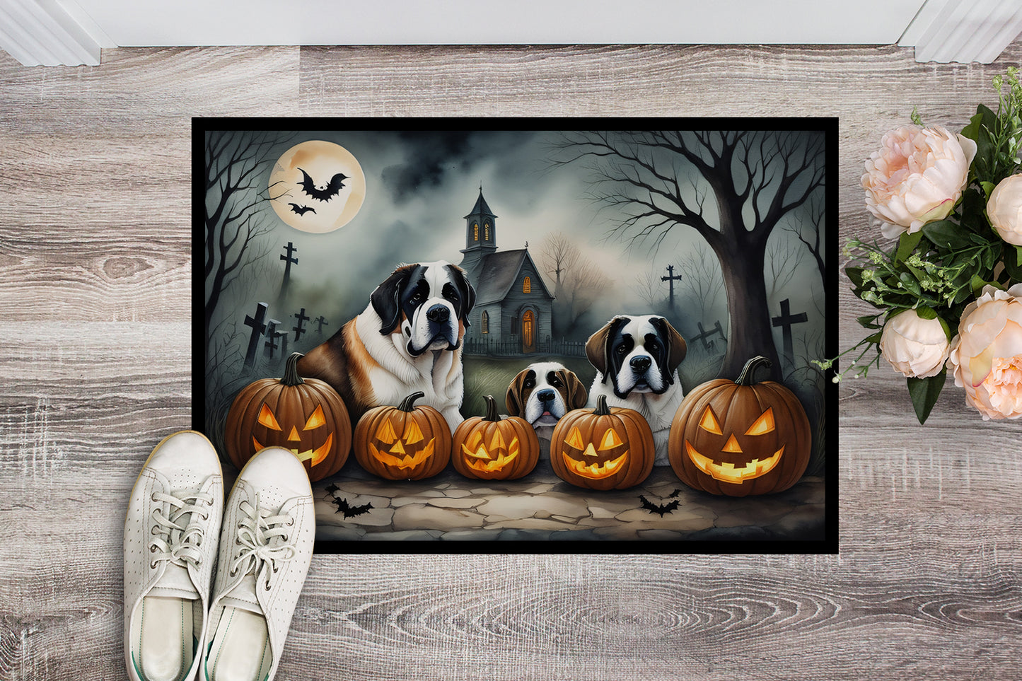 Saint Bernard Spooky Halloween Doormat