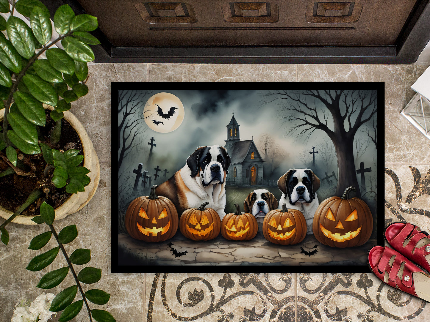 Saint Bernard Spooky Halloween Doormat