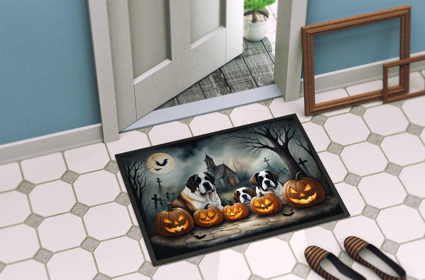 Saint Bernard Spooky Halloween Doormat