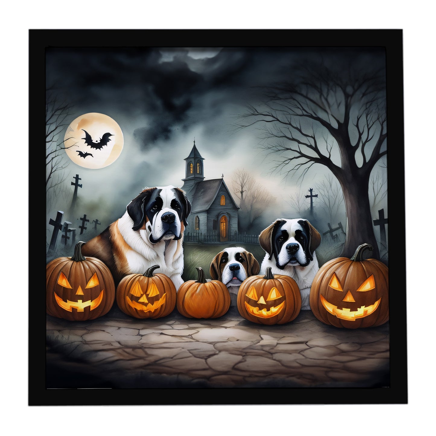 Buy this Saint Bernard Spooky Halloween Framed Metal Print