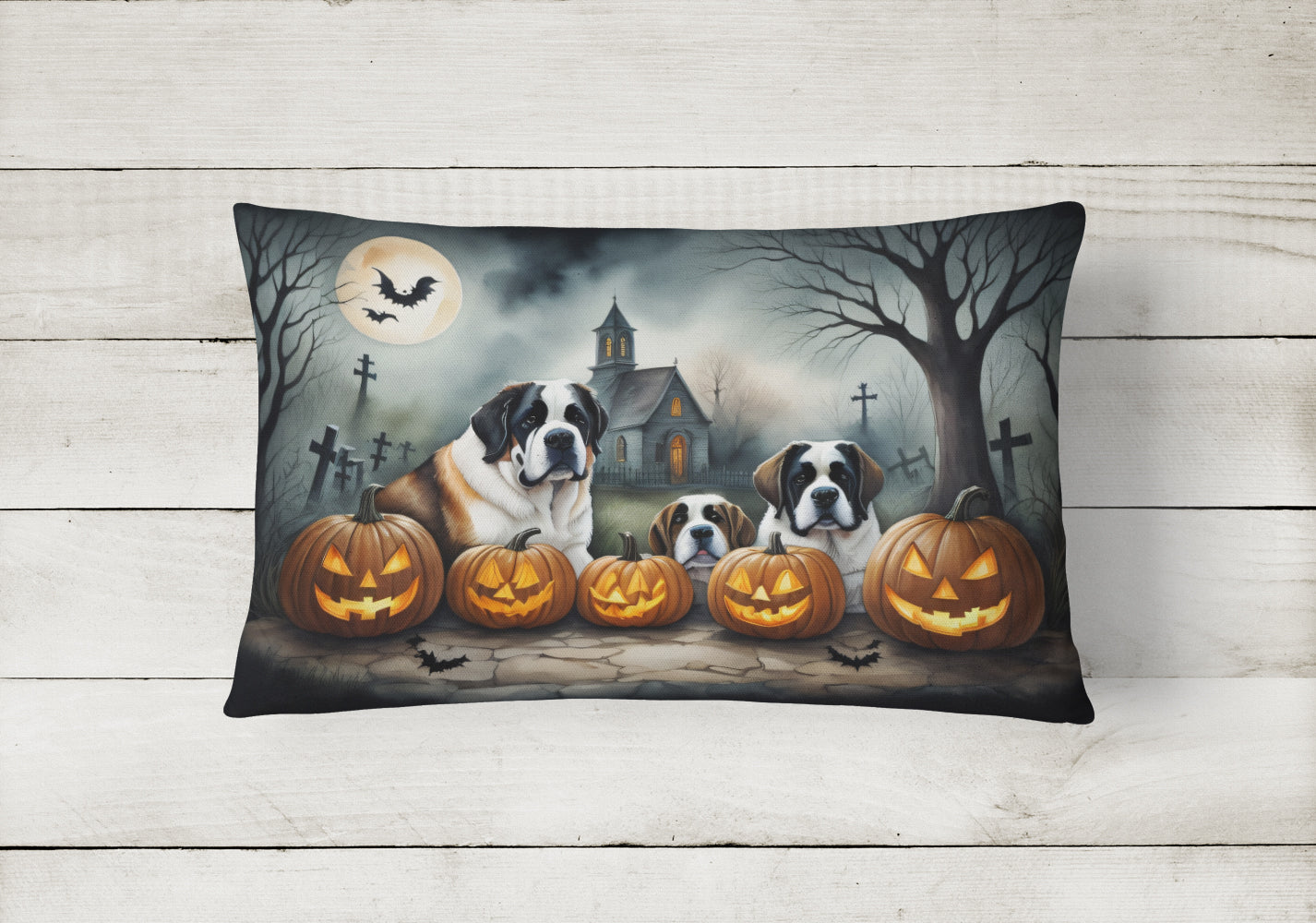 Saint Bernard Spooky Halloween Throw Pillow