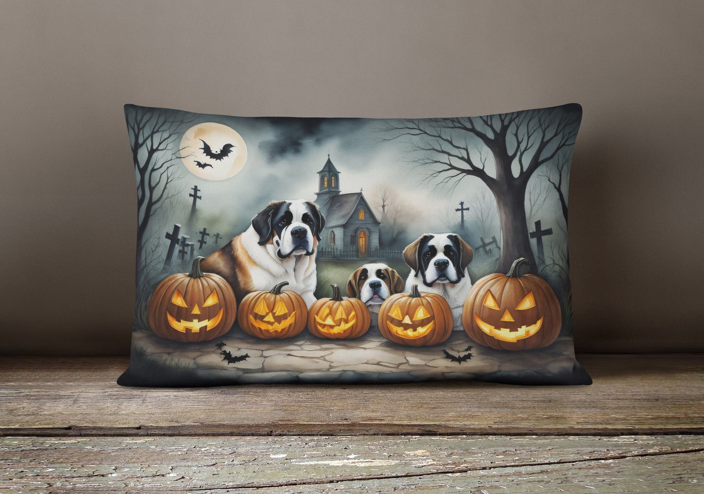 Saint Bernard Spooky Halloween Throw Pillow