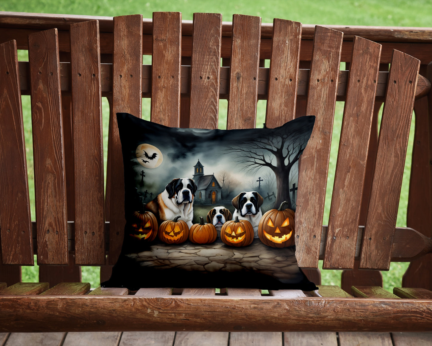 Saint Bernard Spooky Halloween Throw Pillow