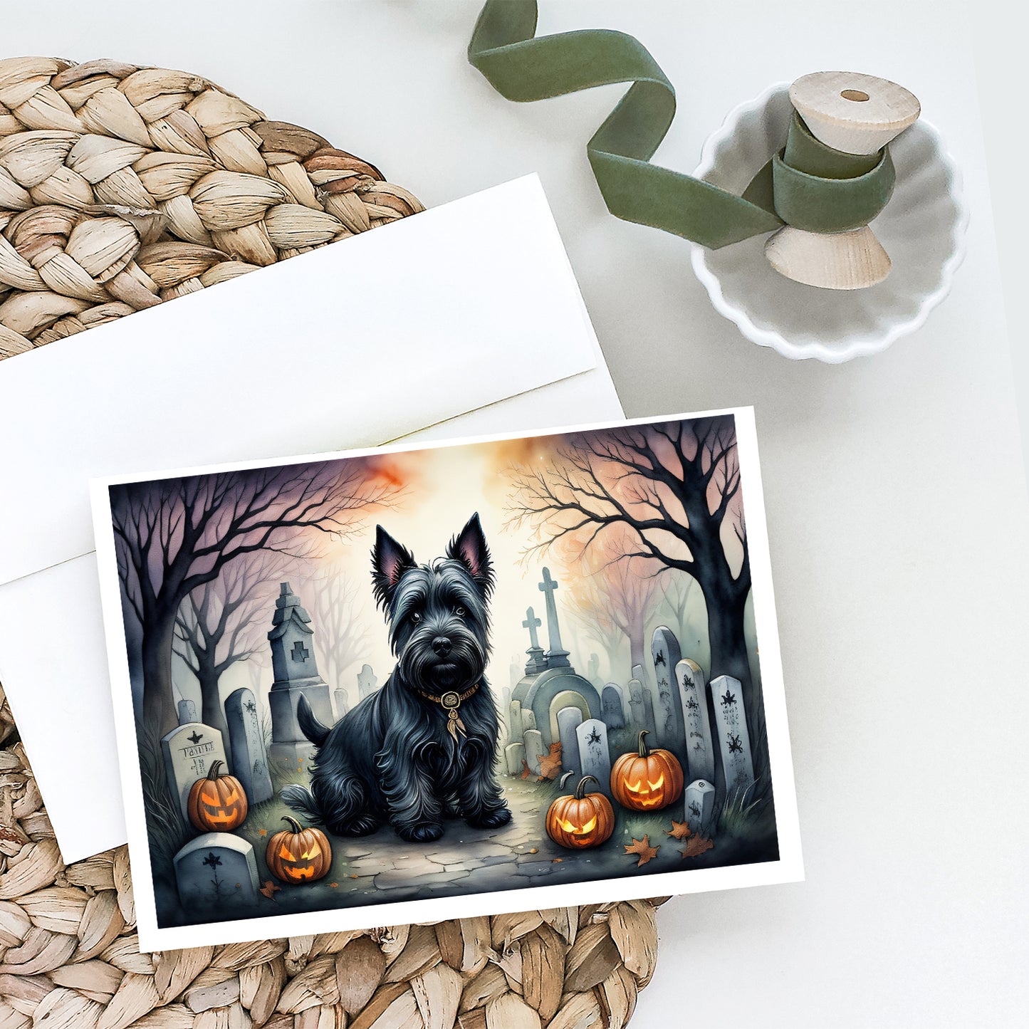 Scottish Terrier Spooky Halloween Greeting Cards Pack of 8