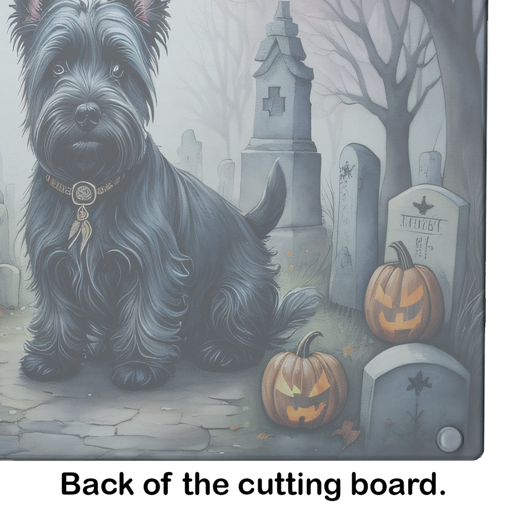 Scottish Terrier Spooky Halloween Glass Cutting Board