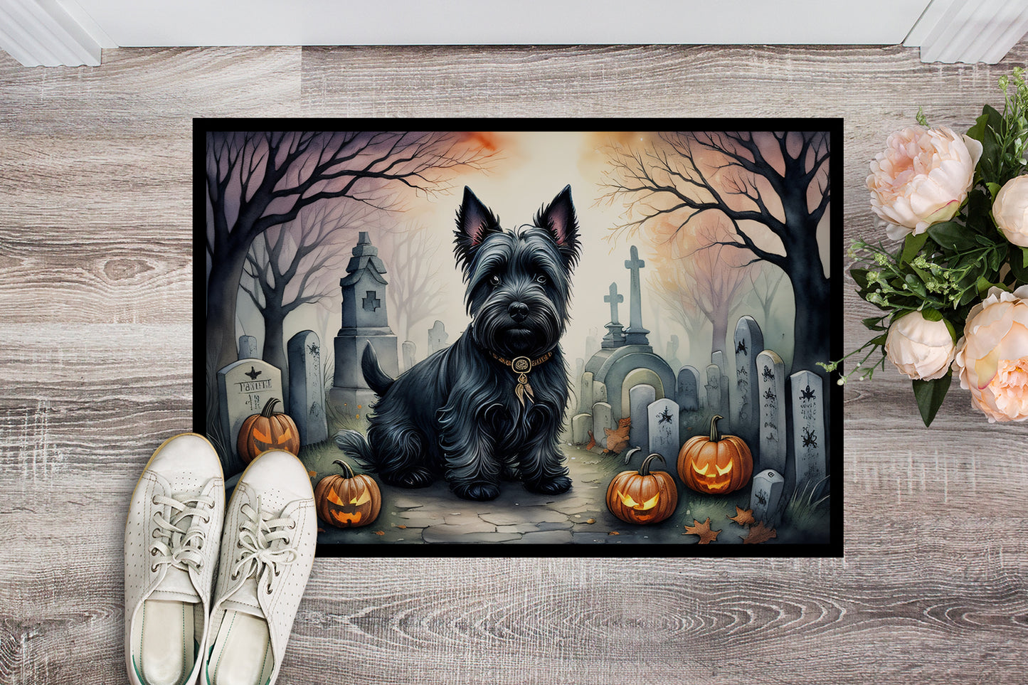 Scottish Terrier Spooky Halloween Doormat