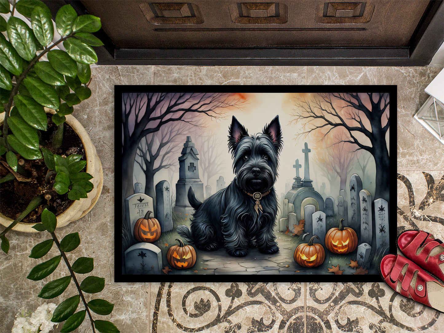 Scottish Terrier Spooky Halloween Doormat