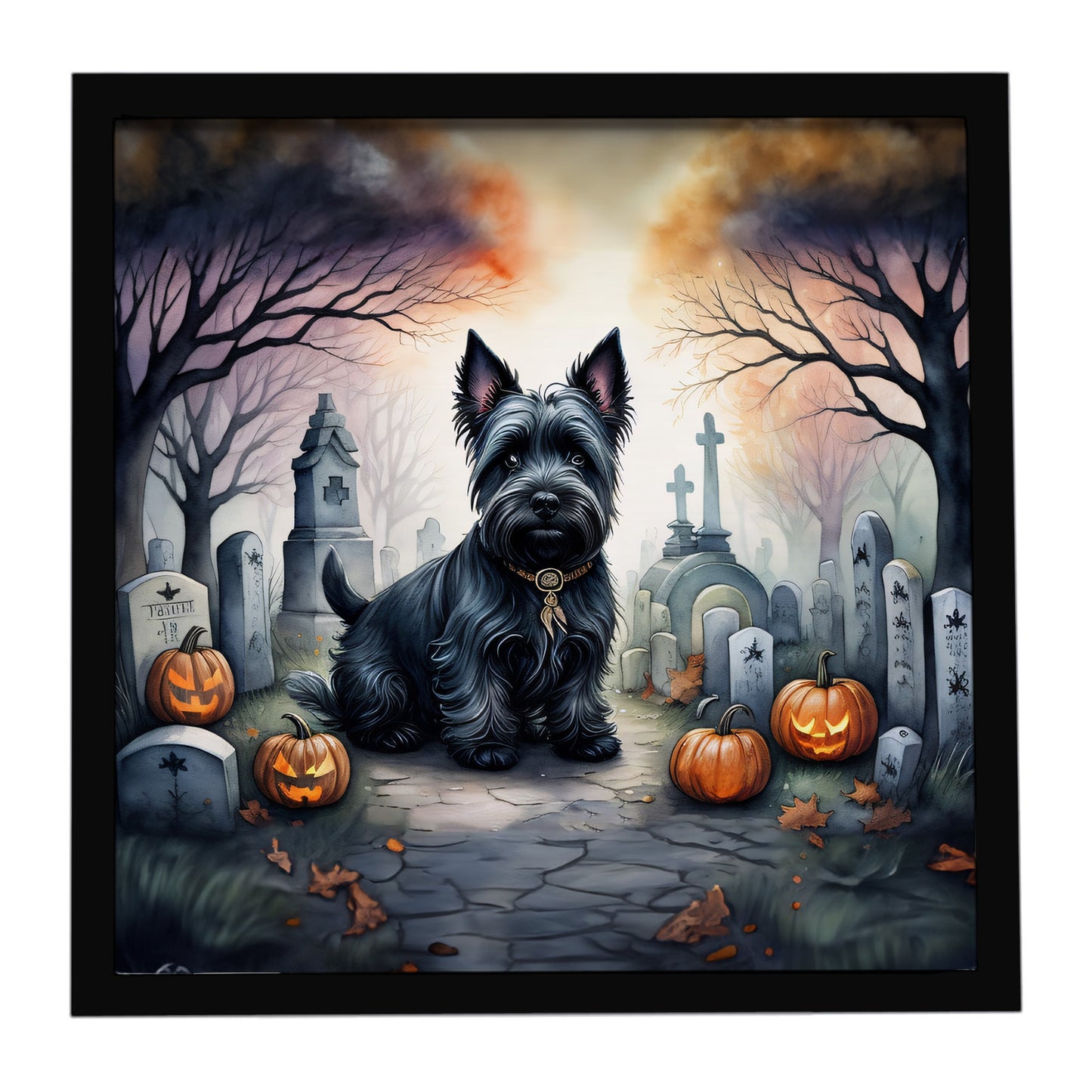 Buy this Scottish Terrier Spooky Halloween Framed Metal Print