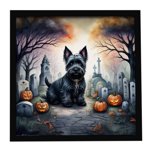 Buy this Scottish Terrier Spooky Halloween Framed Metal Print