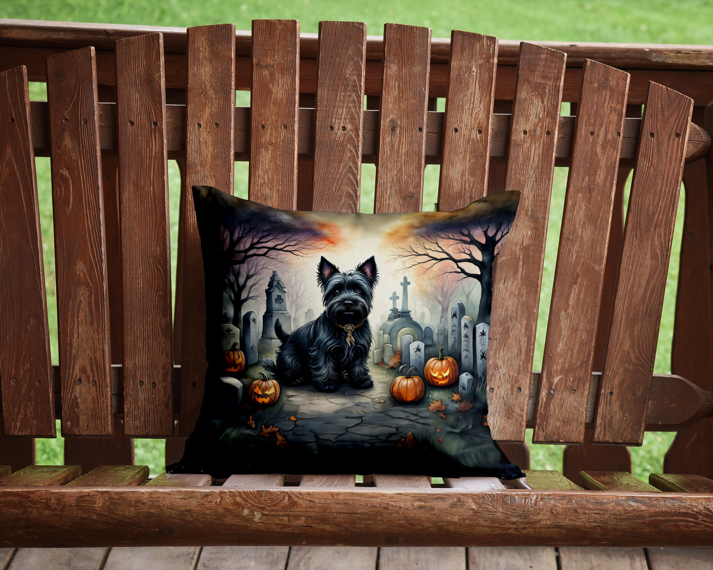 Scottish Terrier Spooky Halloween Throw Pillow