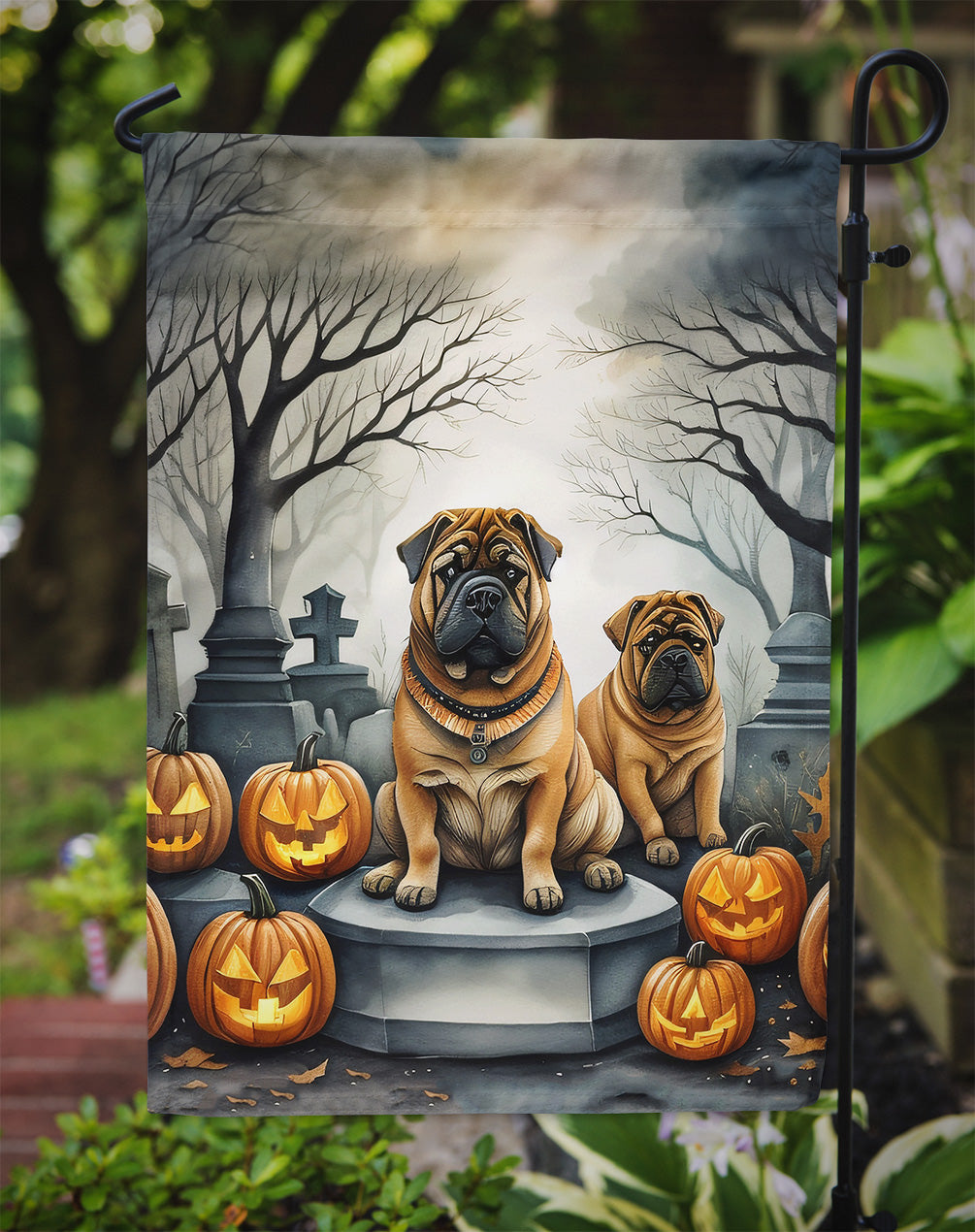 Shar Pei Spooky Halloween Garden Flag