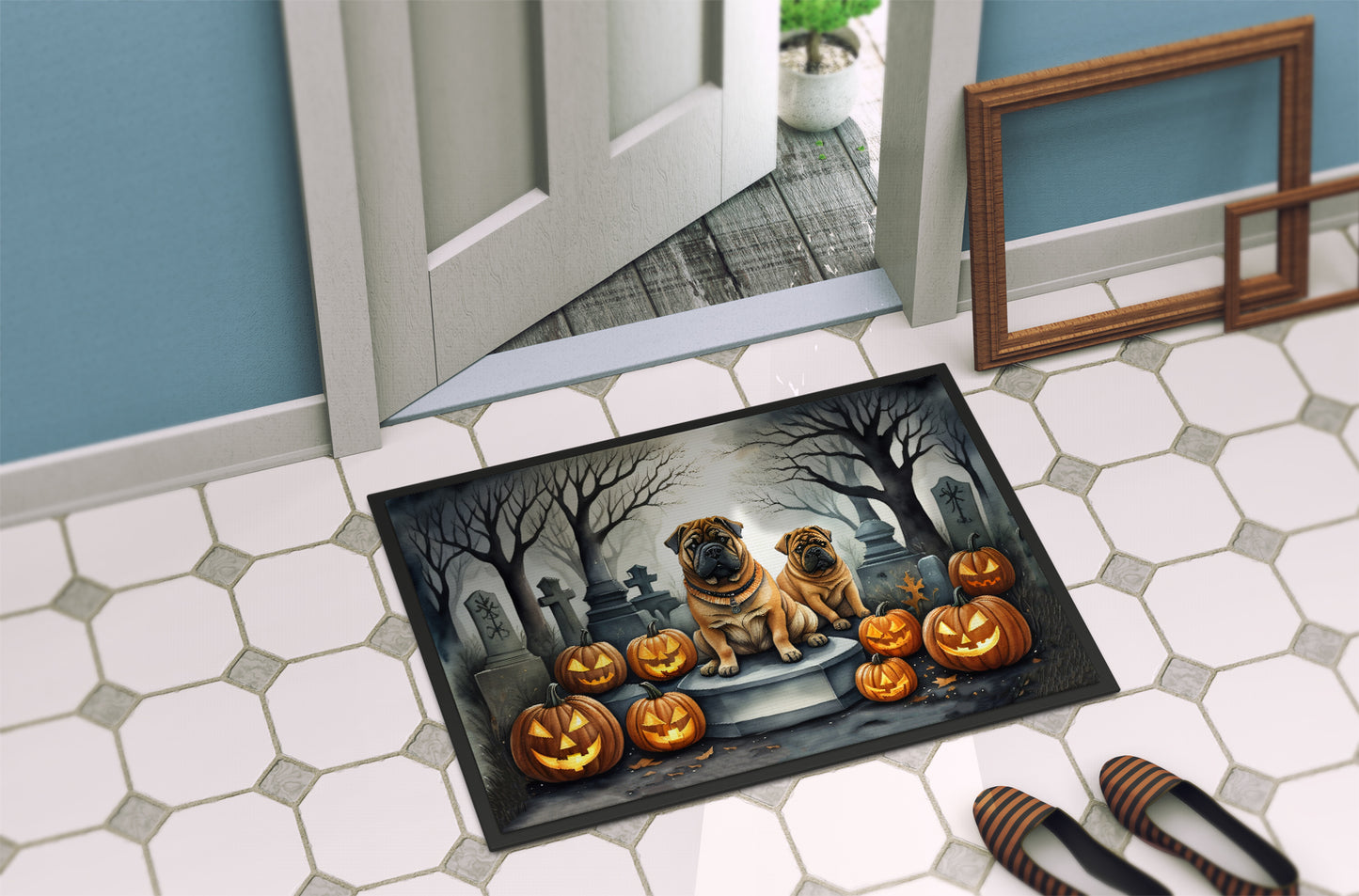 Shar Pei Spooky Halloween Doormat