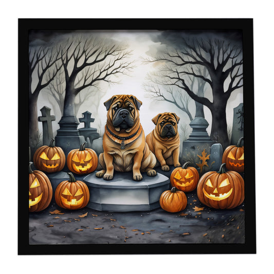 Buy this Shar Pei Spooky Halloween Framed Metal Print