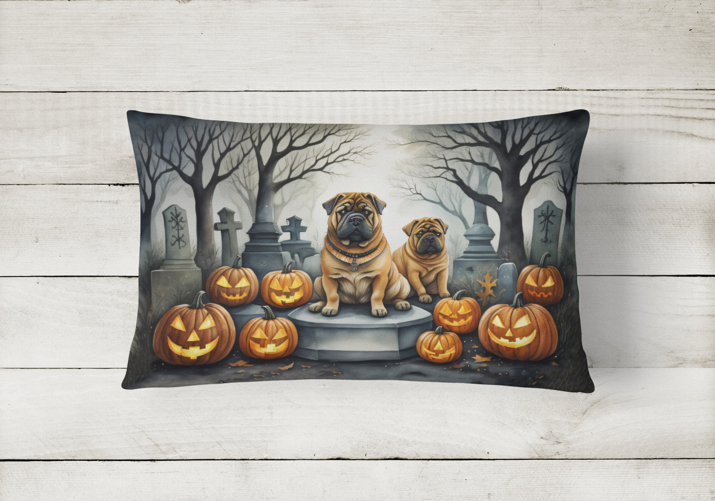 Shar Pei Spooky Halloween Throw Pillow