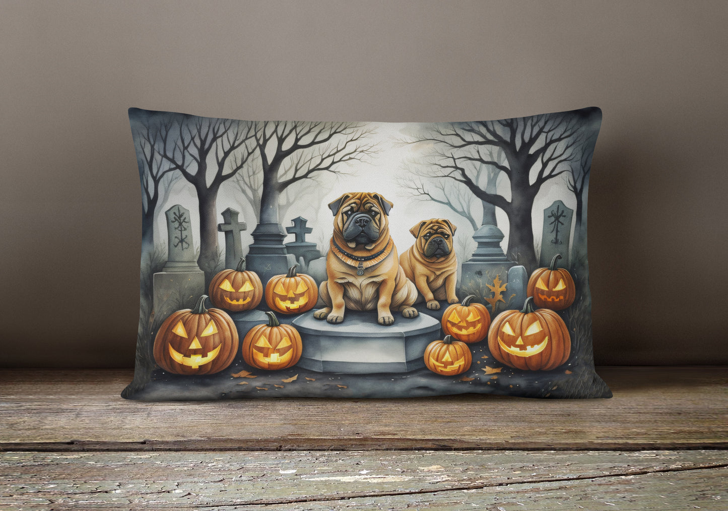 Shar Pei Spooky Halloween Throw Pillow