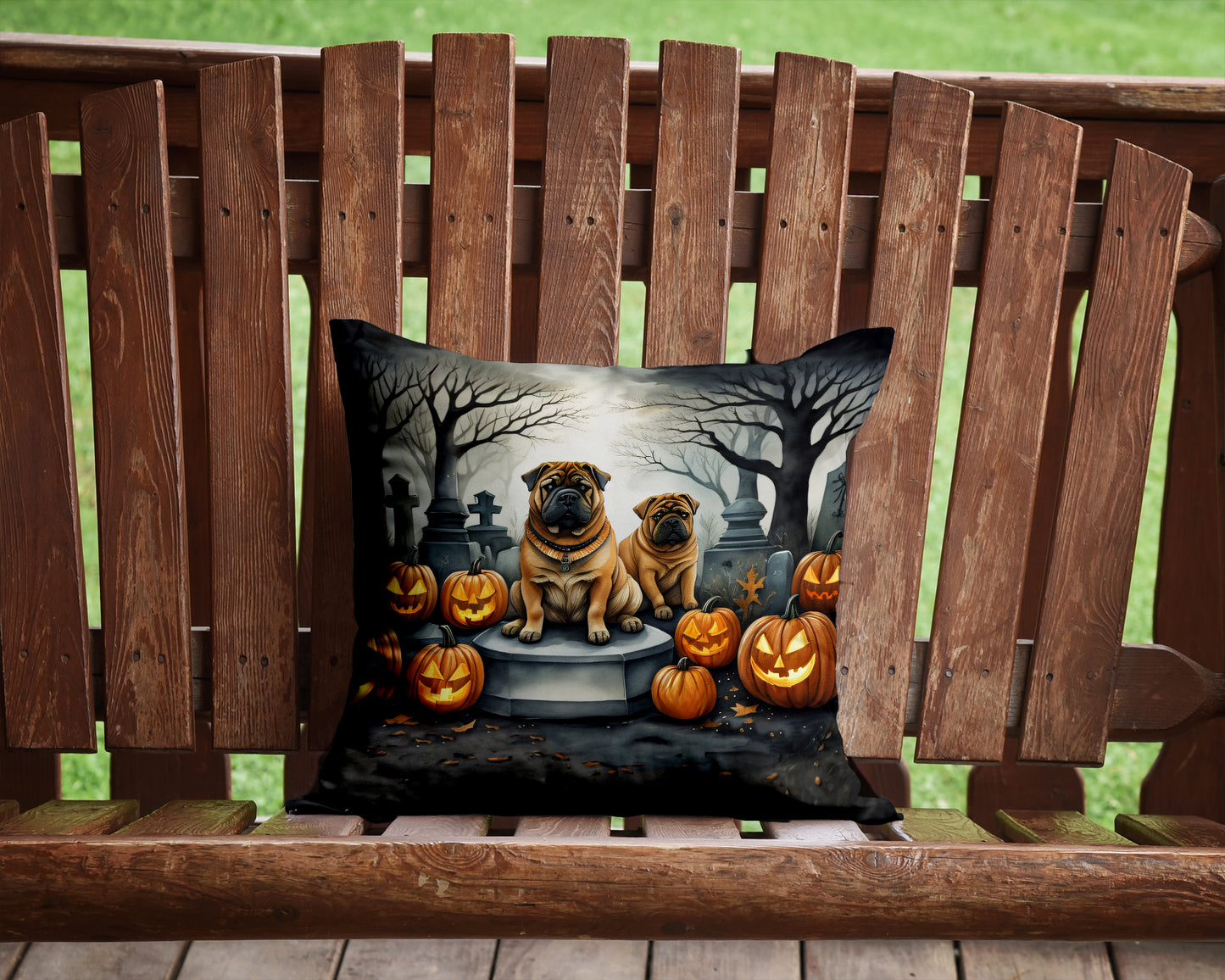 Shar Pei Spooky Halloween Throw Pillow