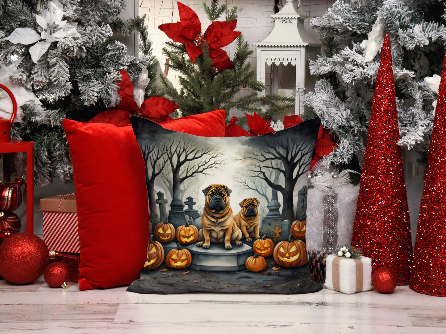 Shar Pei Spooky Halloween Throw Pillow