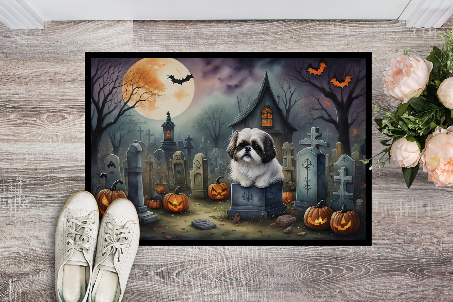 Shih Tzu Spooky Halloween Doormat