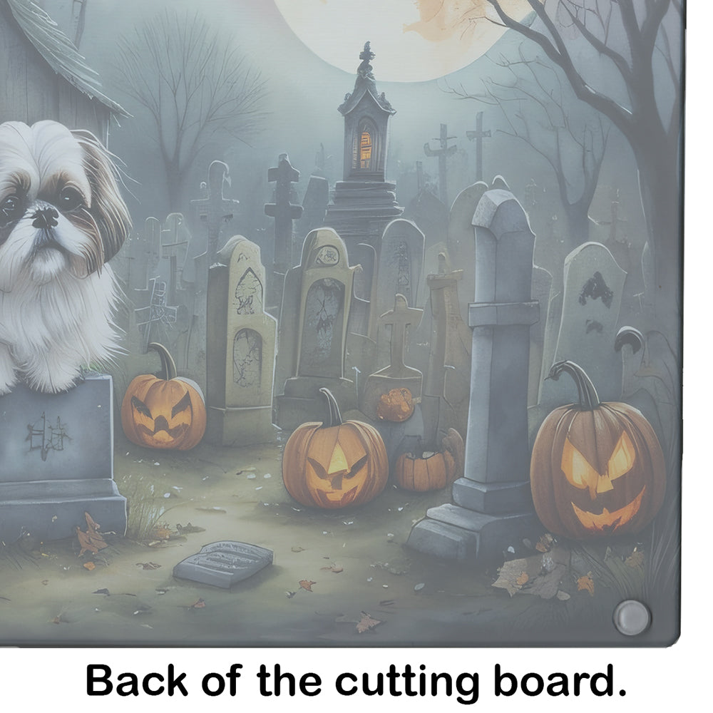 Shih Tzu Spooky Halloween Glass Cutting Board