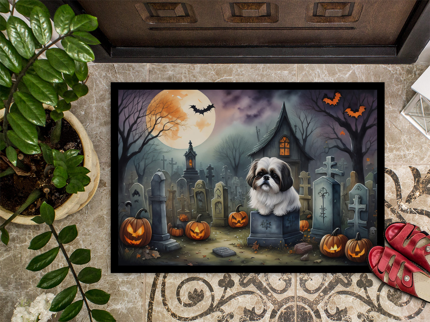 Shih Tzu Spooky Halloween Doormat