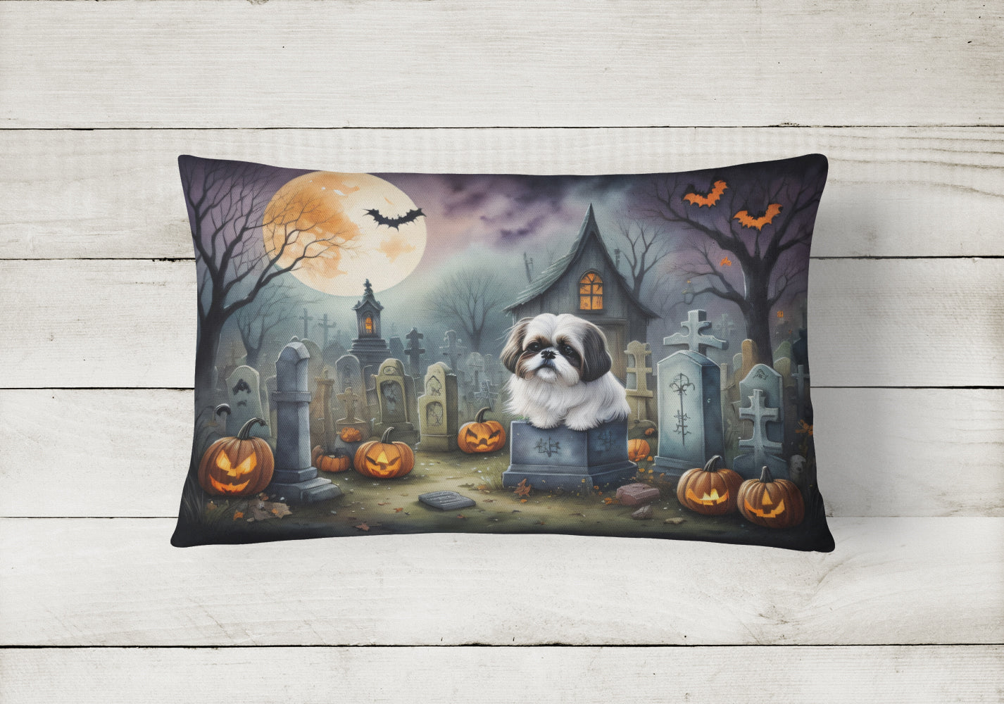 Shih Tzu Spooky Halloween Throw Pillow