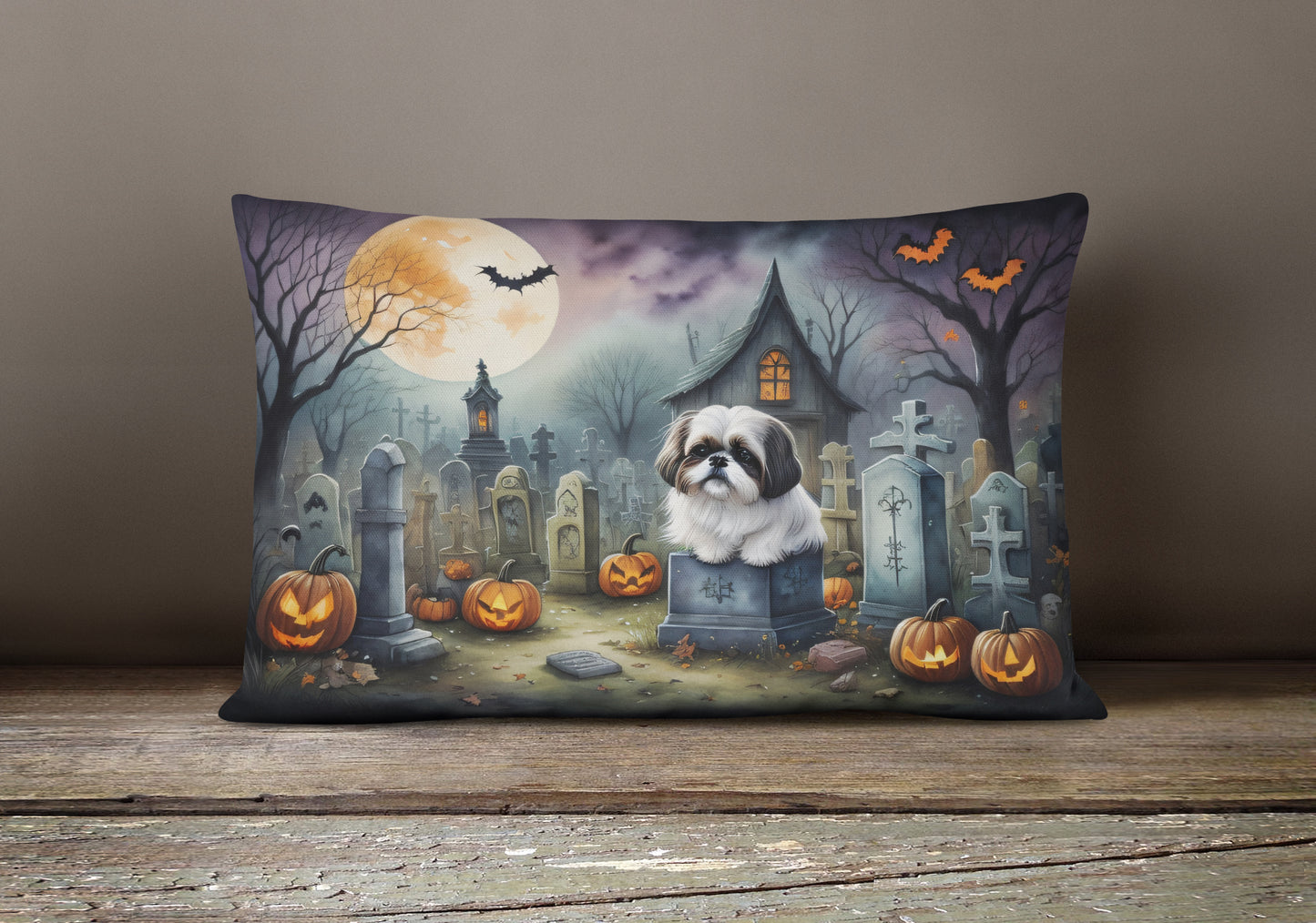 Shih Tzu Spooky Halloween Throw Pillow