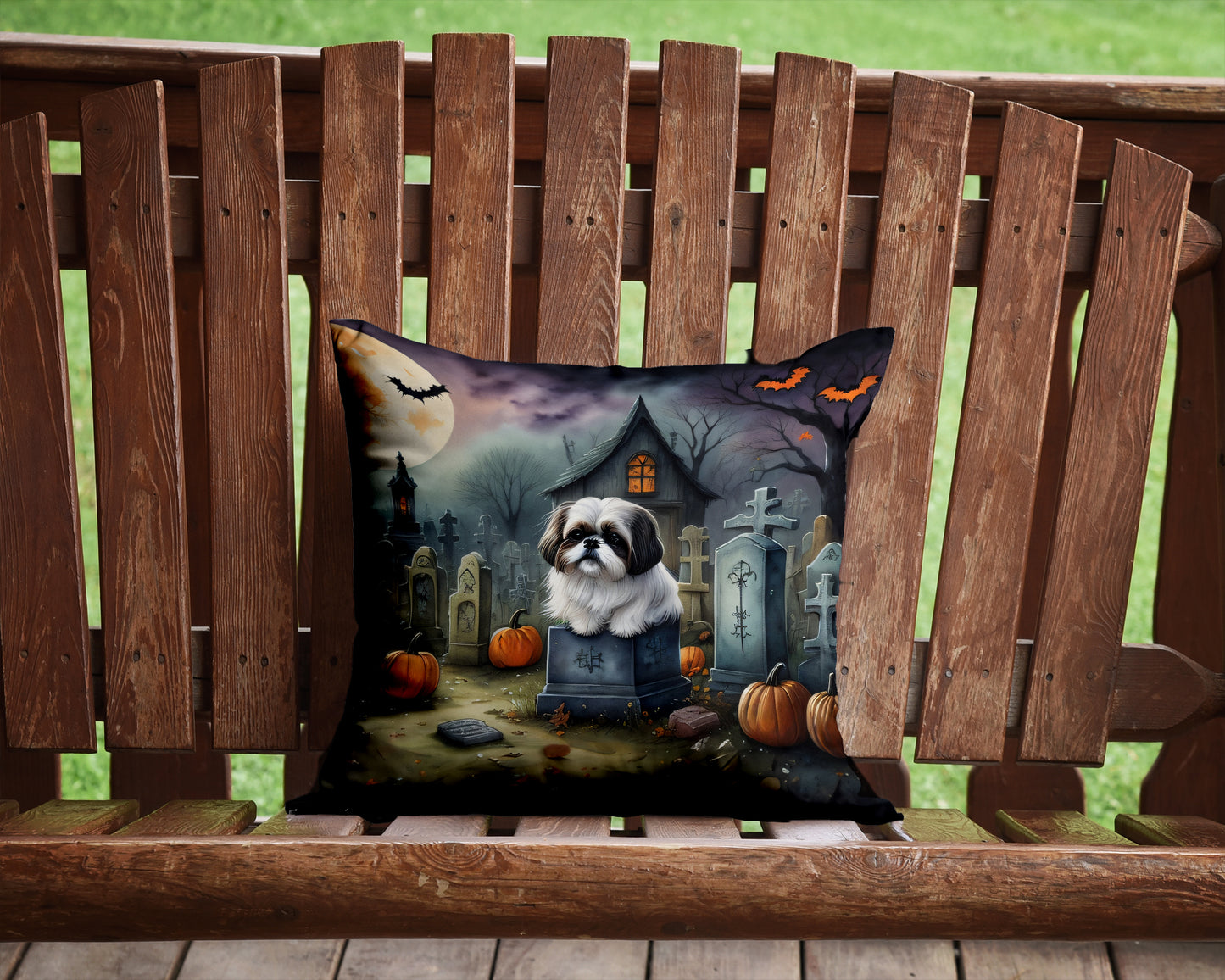 Shih Tzu Spooky Halloween Throw Pillow