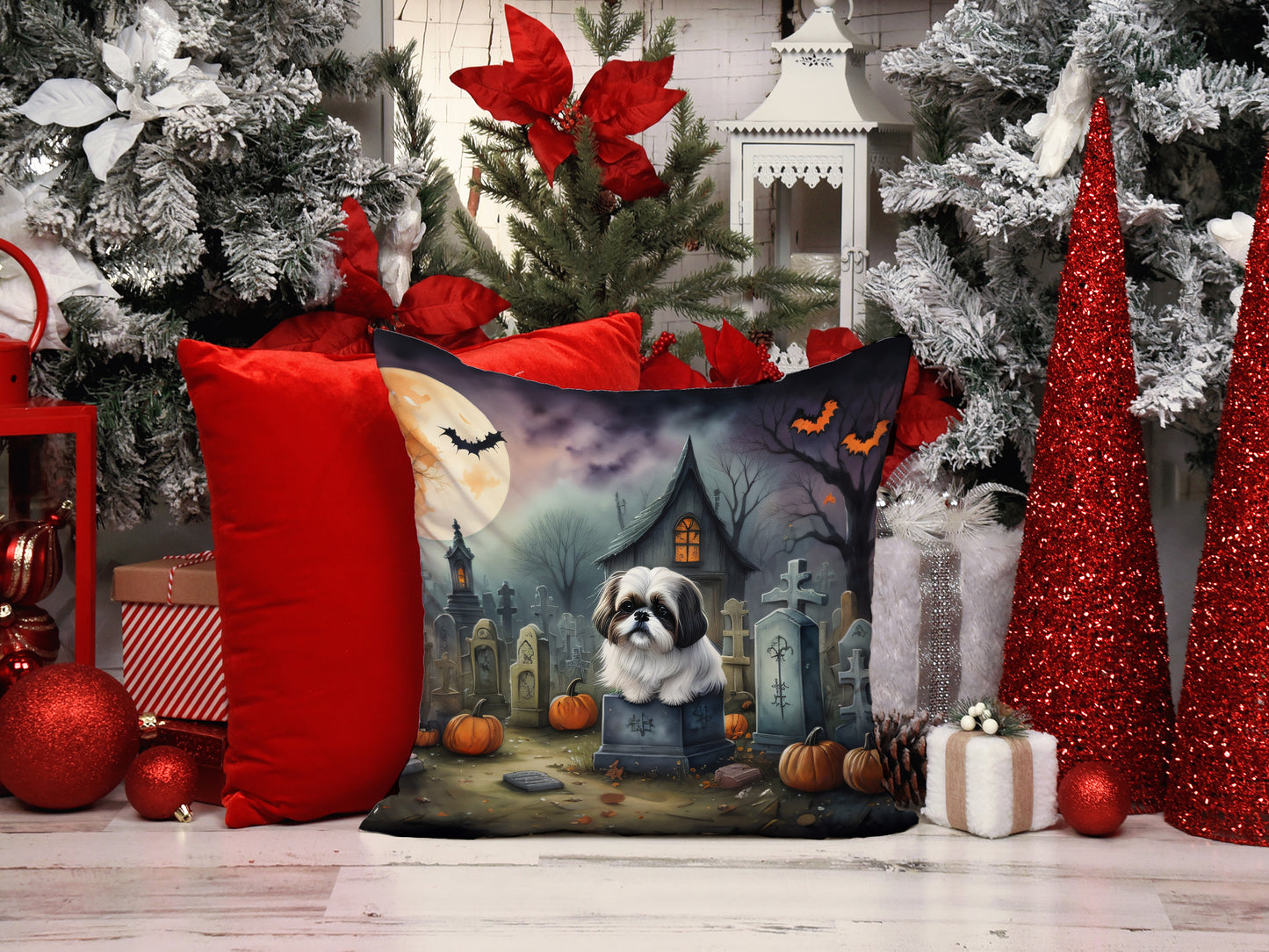 Shih Tzu Spooky Halloween Throw Pillow