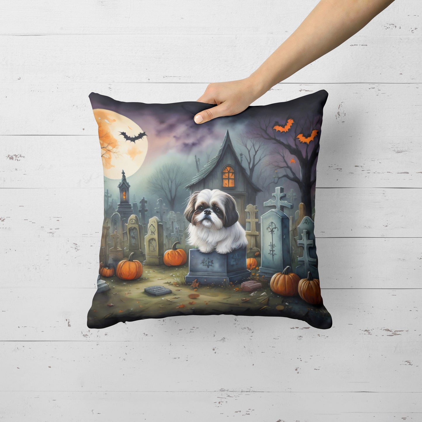 Shih Tzu Spooky Halloween Throw Pillow