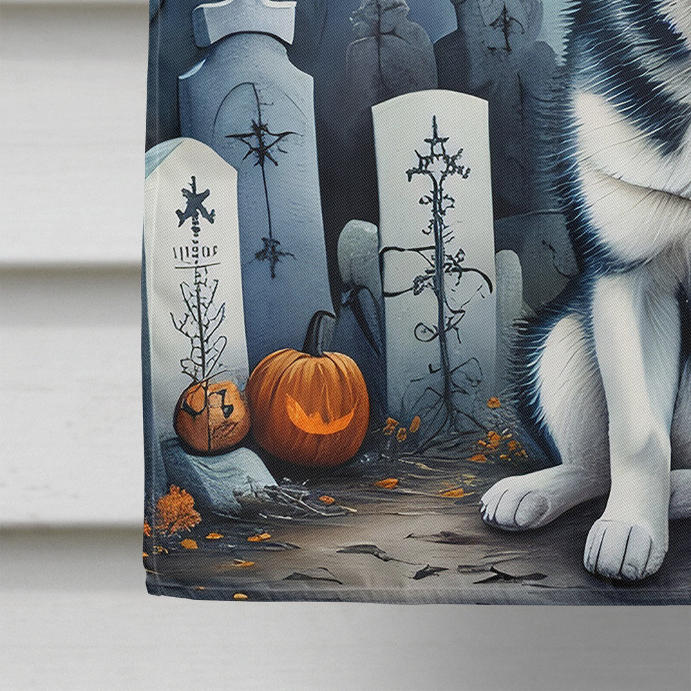 Siberian Husky Spooky Halloween House Flag