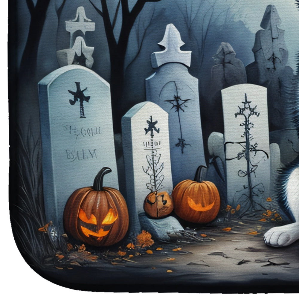 Siberian Husky Spooky Halloween Dish Drying Mat