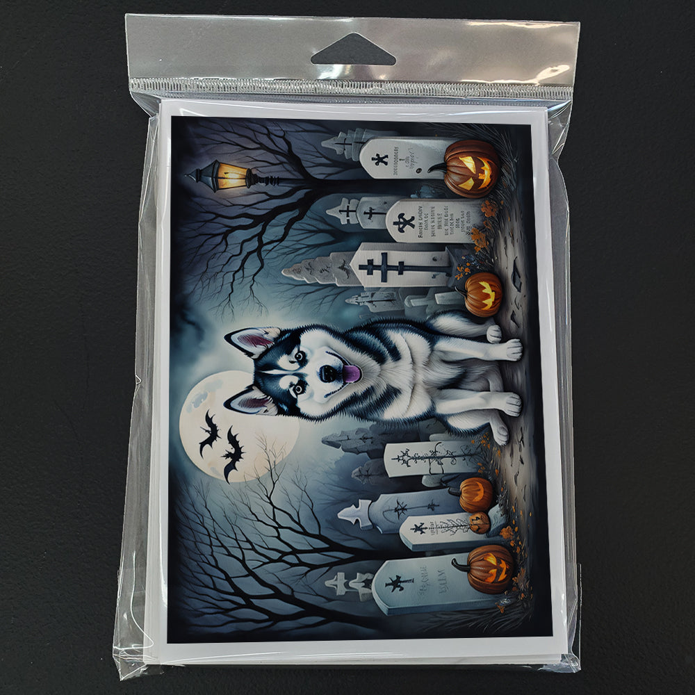 Siberian Husky Spooky Halloween Greeting Cards Pack of 8