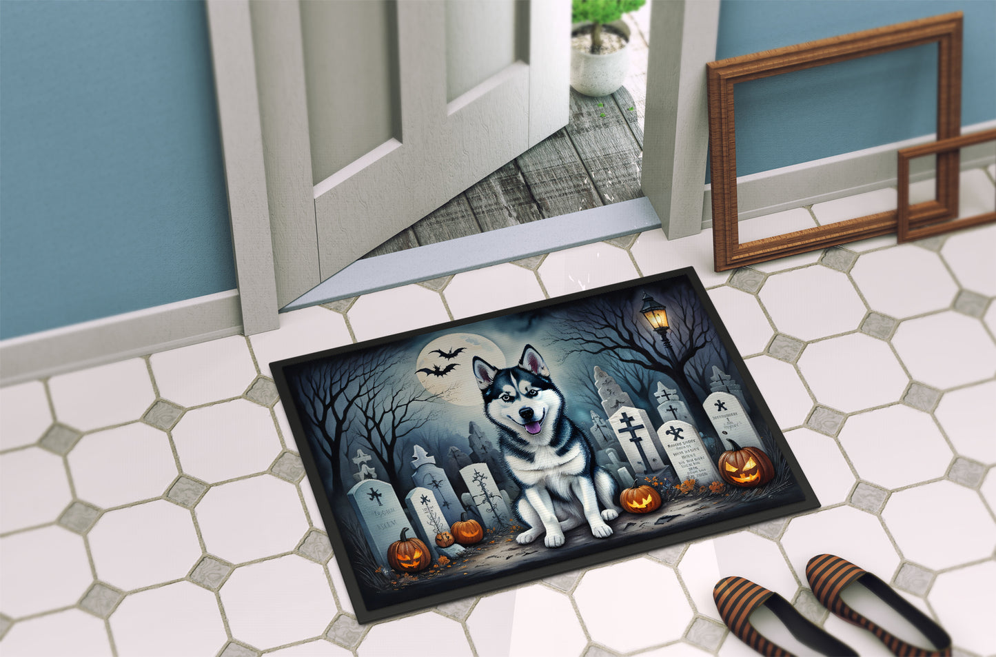 Siberian Husky Spooky Halloween Doormat